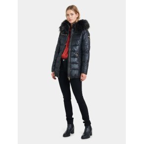Eve- Lustrous Nylon - Black - Faux Fur